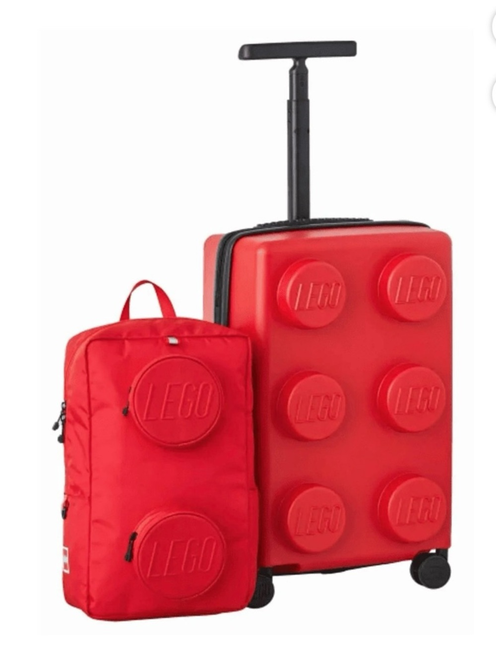 Lego Bright Red Brick-Stud Suitcase with Matching Backpack